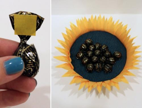 Букет из одного цветка с конфетой. Красивый букет из конфет и гофрированной бумаги в корзине