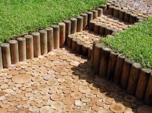 Дорожка из спилов бревен 01