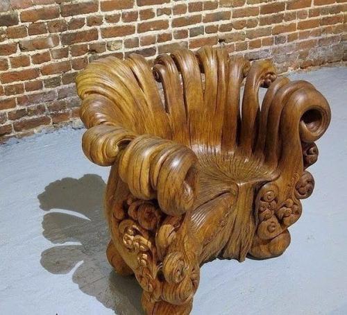 Кресло ручной работы из пня дуба 02