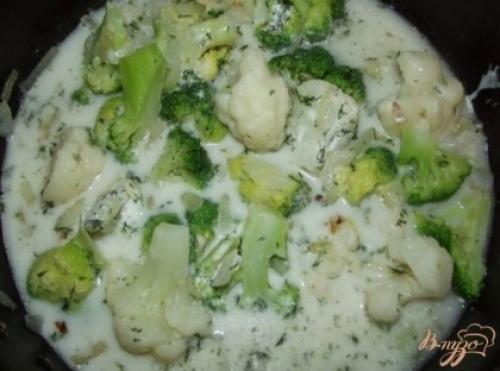 БРОККОЛИ и цветная капуста в сметане. Приготовление
