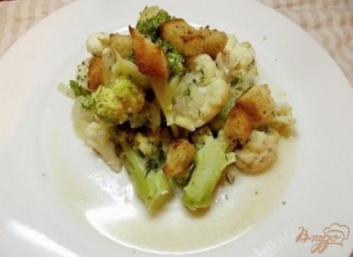 Брокколи и цветная капуста в сметане. Приготовление
