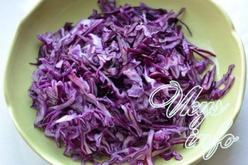 Салат с красной капусты с майонезом. Салат из краснокочанной капусты с майонезом 14
