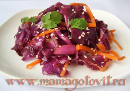 Салат из краснокочанной капусты по-корейски — кулинарный рецепт с фото.