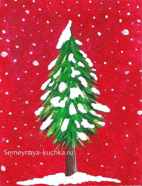 5 простых способов нарисовать елку. СПОСОБ №2 – МЕТЕЛОЧКА.