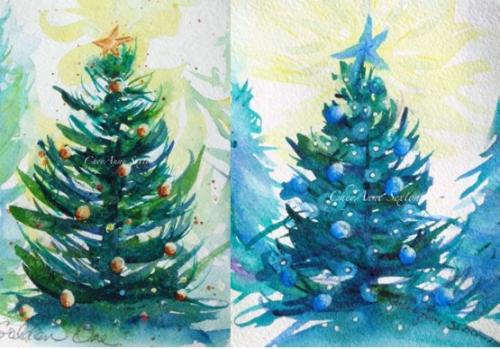 5 простых способов нарисовать елку. СПОСОБ №2 – МЕТЕЛОЧКА.