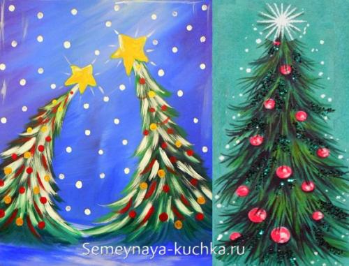 5 простых способов нарисовать елку. СПОСОБ №2 – МЕТЕЛОЧКА.