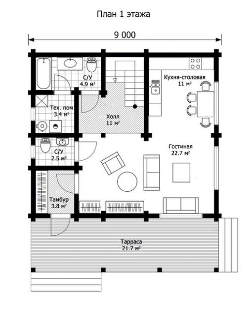 Дом площадью 135, 7 из экобруса. 07