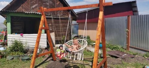 Качели для детей (взрослым тоже можно), первый опыт, брус 100*100, . 02