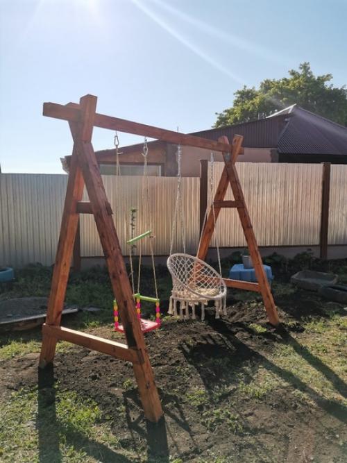 Качели для детей (взрослым тоже можно), первый опыт, брус 100*100, . 01