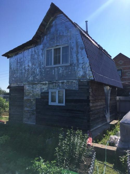 За неделю вдвоём с женой утеплили и облицевали нашу баньку.