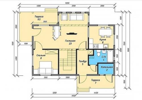 Светлый особняк в двумя небольшими террасами, площадью 103 кв. 04
