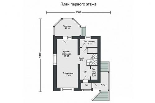 Загородный дом (материал - кирпич, площадь 122, 1 кв. 06
