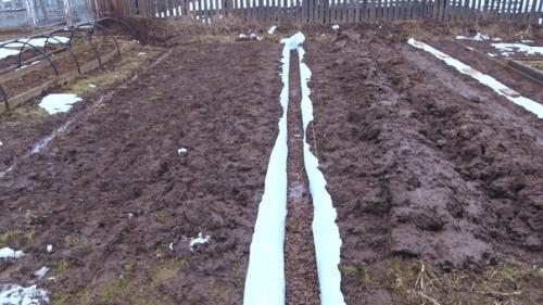 Установку теплицы из поликарбоната решил совместить с устройством дренажа участка. 03