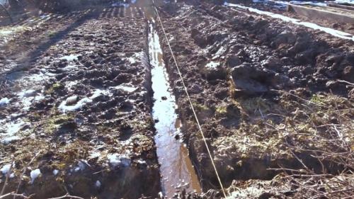 Установку теплицы из поликарбоната решил совместить с устройством дренажа участка. 01