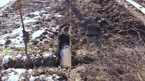 Установку теплицы из поликарбоната решил совместить с устройством дренажа участка.