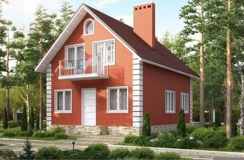 Загородный коттедж из кирпича - проект плюс план.