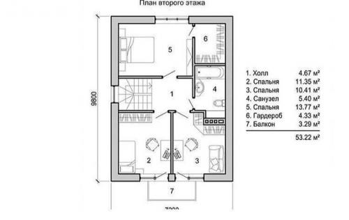 Загородный коттедж из кирпича - проект плюс план. 02