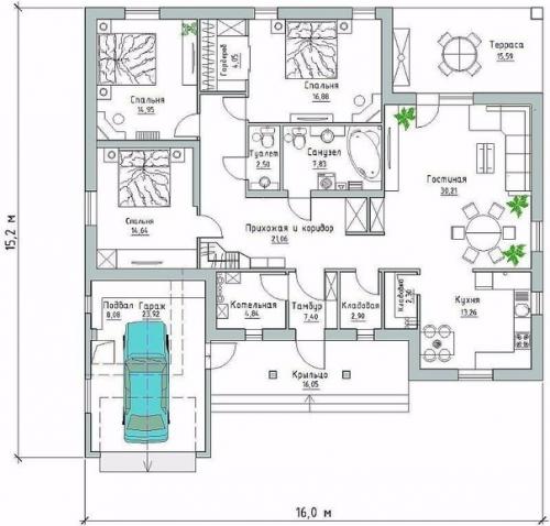 Дом с гаражом - эскиз проект плюс план (площадь 176, 33 кв. 03