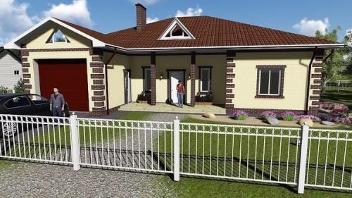 Дом с гаражом - эскиз проект плюс план (площадь 176, 33 кв. 01