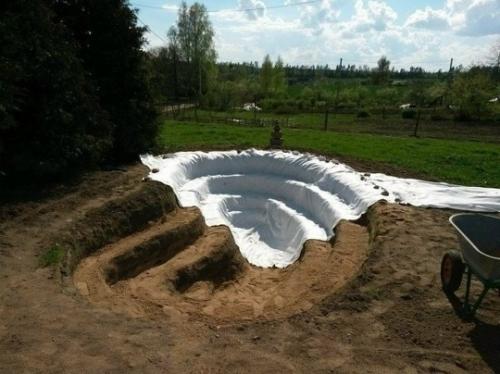Пруд на участке, сделанный своими руками. 01