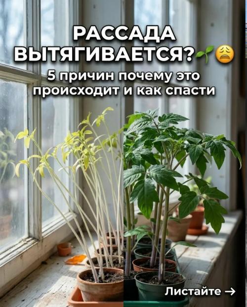 Рассада стала вытянутой? 5.
