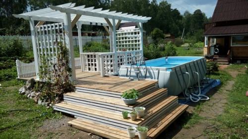 Бассейн на даче с зоной отдыха. 07