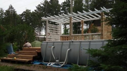 Бассейн на даче с зоной отдыха. 04