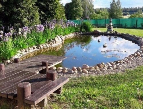 Пруд на участке, сделанный своими руками.