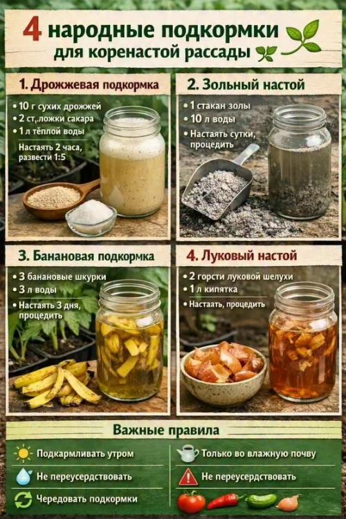 Четыре народных средства для выращивания крепкой рассады.

