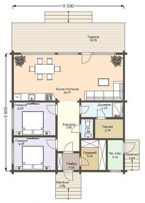 Дом из клеeнoго бpyсa 100 кв. 06